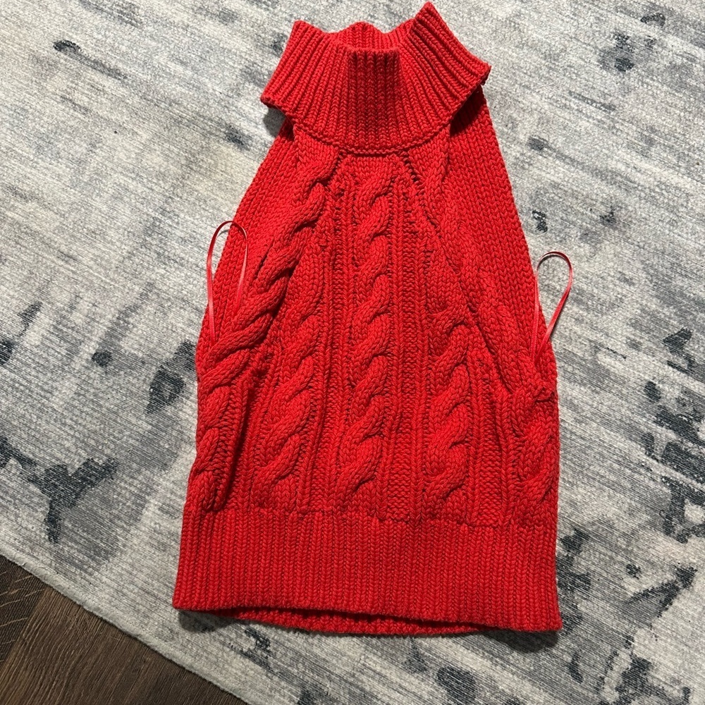 Kendall + Kylie Red Knit Open Back Crop Top Size Small